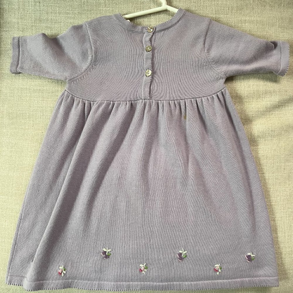Maina A-Line Floral Embroidered Cotton Baby Dress Lavender 3-6 Months - Picture 2 of 9